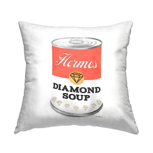 Stupell Industries Glam Pop Condensed Soup Can Red Fashion Designer Throw Pillow 18" x 18"